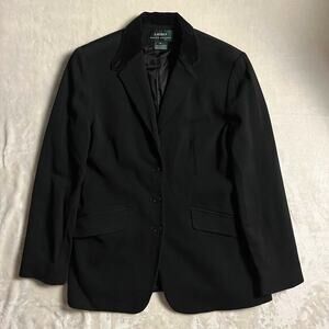 Ralph Lauren Wool Blazer Women's 8 Velvet Collar 3 Button Professional Business